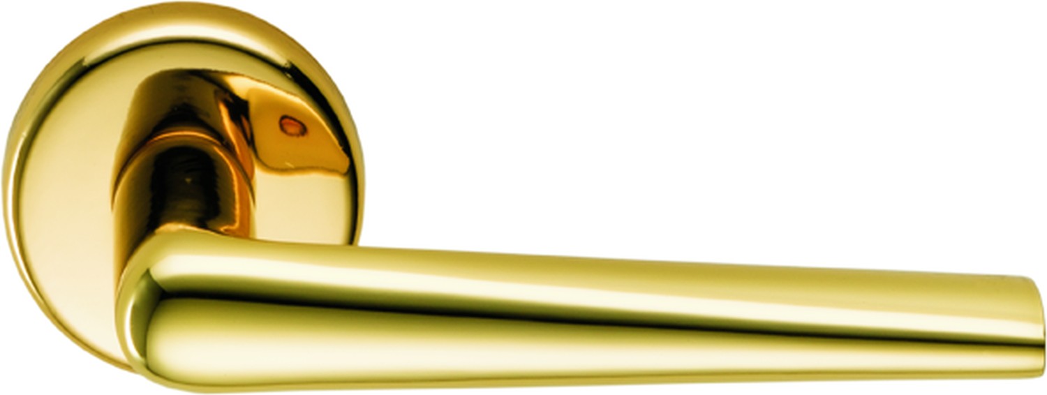 COLOMBO DESIGN -  Maniglia ROBOTRE coppia con rosette e bocchette tonde foro yale - mat. OTTONE - col. HPS ZIRCONIUM GOLD