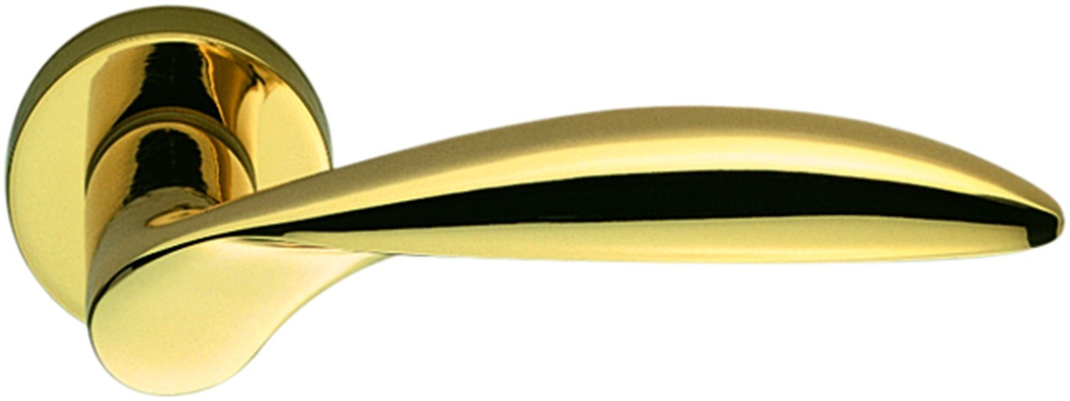 COLOMBO DESIGN -  Maniglia WING coppia con rosette e bocchette tonde foro patent - mat. OTTONE - col. OROPLUS - OTTONE LUCIDO