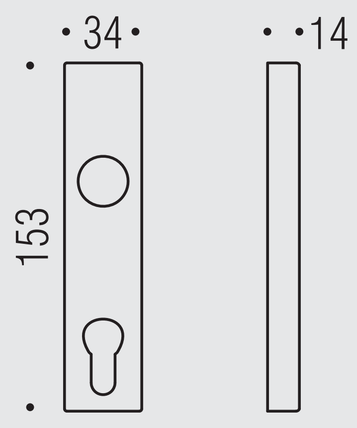 COLOMBO DESIGN -  Placca LC113 rettangolare coprimovimento per alzante scorrevole foro yale - mat. OTTONE - col. CROMO MAT - SATINATO - dimensioni 153 X 34 X 14