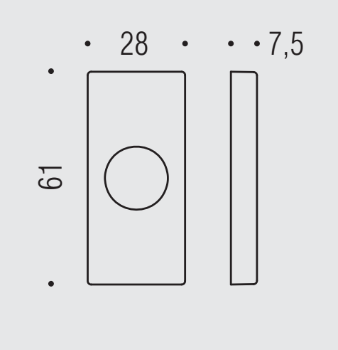 COLOMBO DESIGN -  Rosetta rettangolare per maniglia - col. GRAFITE MAT - dimensioni 28 X 61