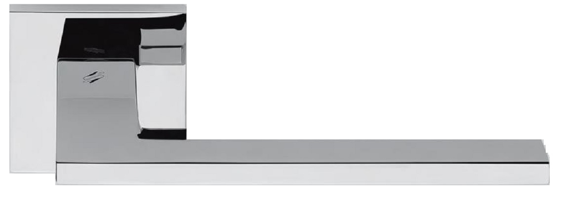 COLOMBO DESIGN -  Maniglia ELECTRA coppia con rosette e bocchette quadre foro yale - mat. OTTONE - col. CROMO LUCIDO