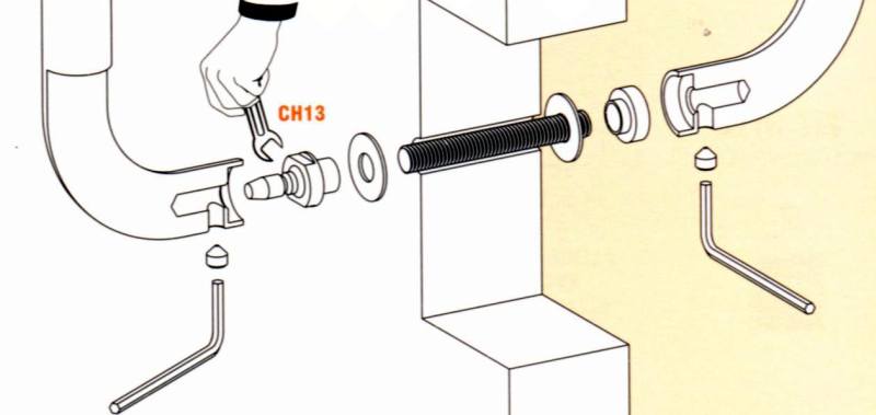 COLOMBO DESIGN -  Kit Di Fissaggio KIT per coppia maniglioni - note PER MANIGLIONI SENZA ROSETTE - dimensioni PER ACCOPPIATO