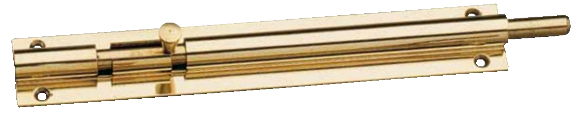BONEL -  Catenaccio ART 90 con pomolo con finale tondo per anta singola - col. OTTONE LUCIDO VERNICIATO - lunghezza 400 - c mm 31 - sezione 26