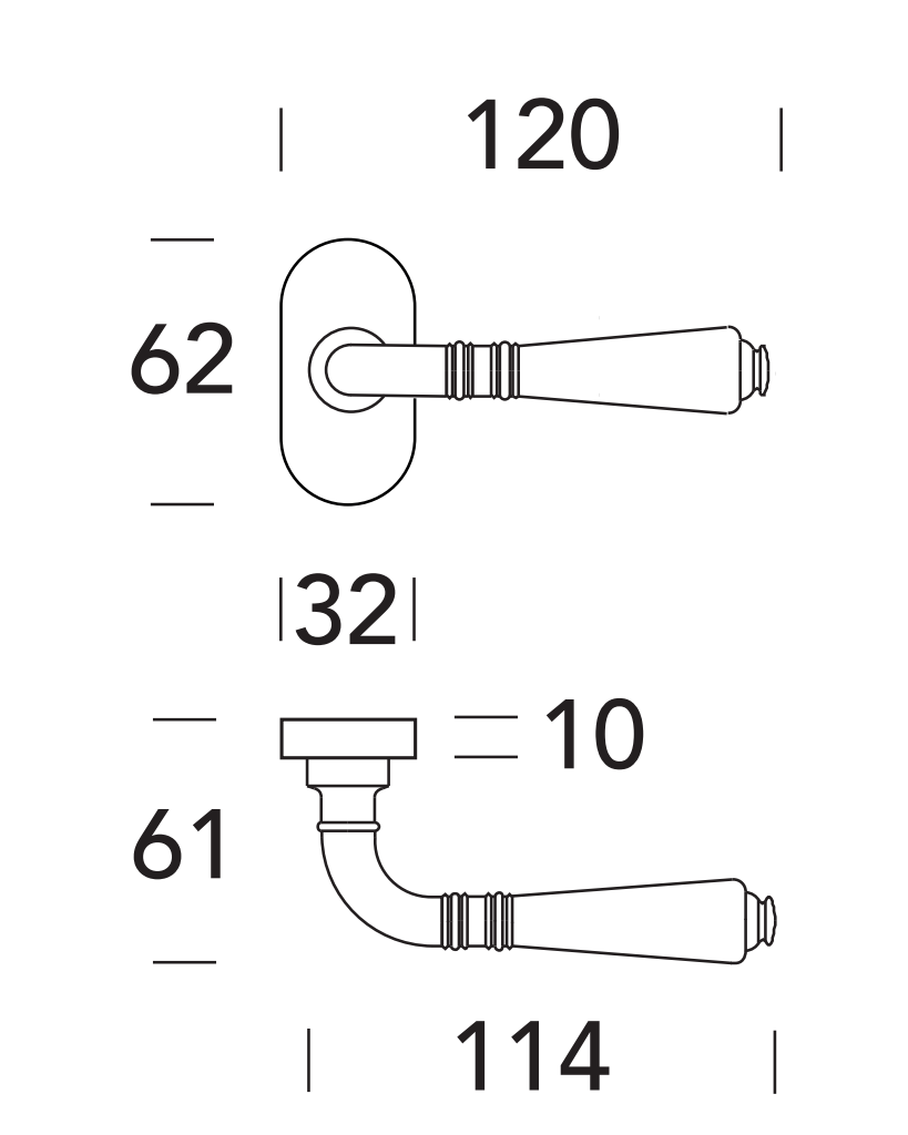 REGUITTI -  Maniglia GINEVRA coppia con rosette e bocchette ovali senza bocchetta - mat. OTTONE - col. BQ OTTONE ANTICO (ANTIGERM®)