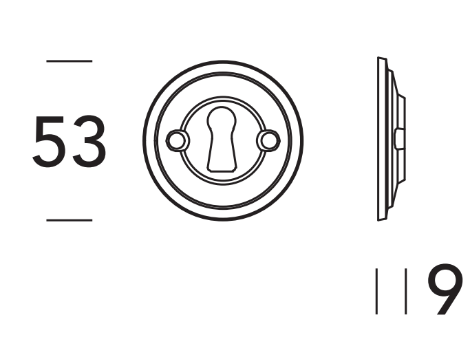 REGUITTI - Coppia Bocchetta tonda foro patent - dimensioni Ø 53 - note CON VITI A VISTA