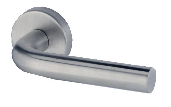 REGUITTI -  Maniglia OSLO coppia con rosette e bocchette tonde foro yale - mat. INOX AISI 304 - col. 5S - INOX SATINATO