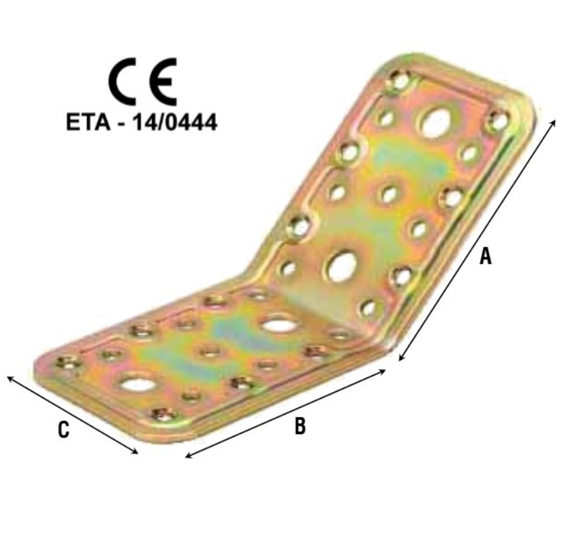 ALDEGHI -  Giunzione Per Legno ART 760 fissaggio per angoli da 90° a 180° - dim. 90 X 90 - larghezza 65 - spessore 2,2