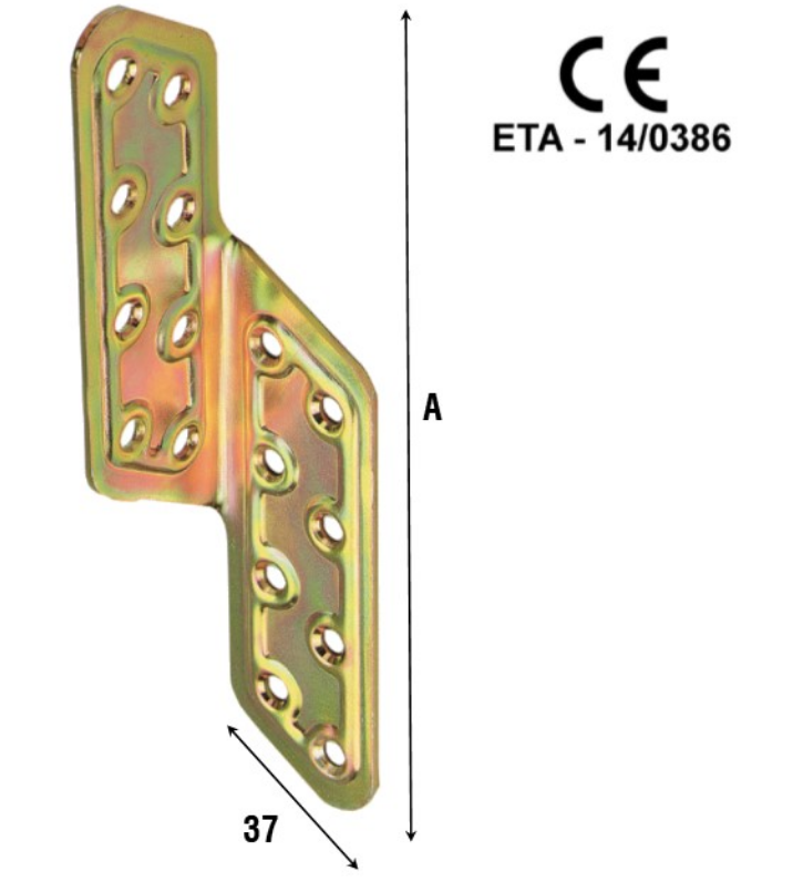 ALDEGHI -  Giunzione Per Legno ART 781 fissaggio angolari di rinforzo piegati a 90° - dim. 170 - larghezza 37 - spessore 2
