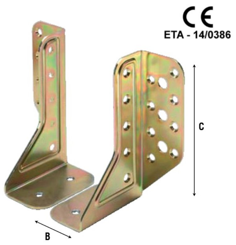 ALDEGHI -  Giunzione Per Legno ART 786 fissaggio estremita' ad ali esterne - dim. B 24,5 - larghezza C 100 - spessore 2