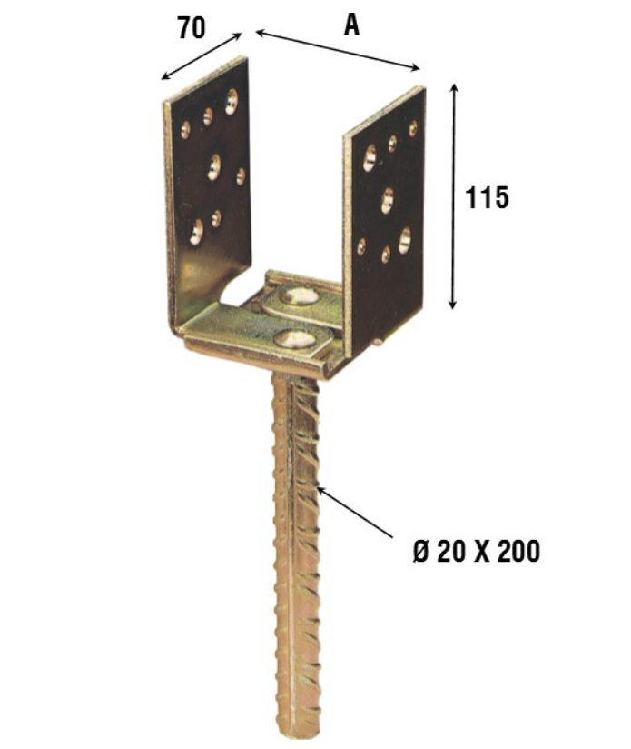 ALDEGHI -  Giunzione Per Legno ART 788 fissaggio supporti di ancoraggio registrabili - dim. 115 X 70 - larghezza 60 - 140 - spessore 5