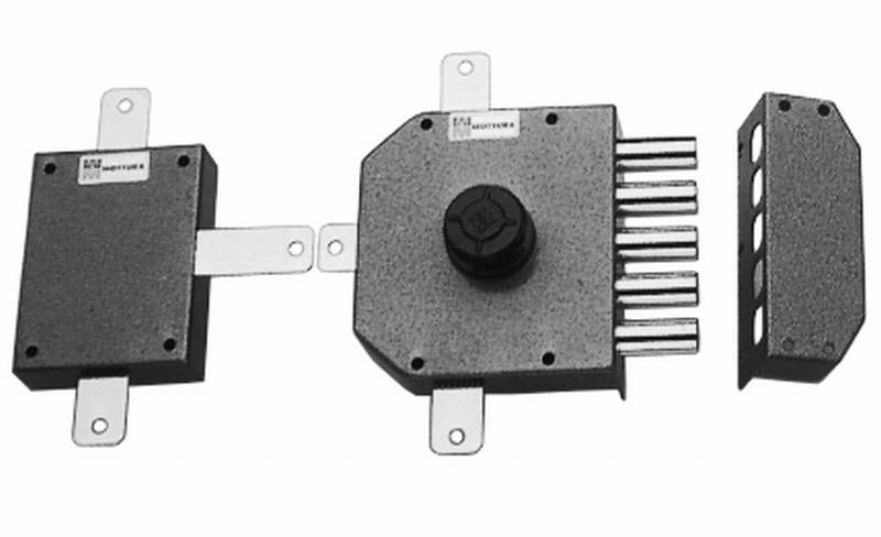 MOTTURA -  Serratura Multipunto SERIE 30.651 ad applicare con cilindro a pompa con pomolo autob. scrocco catenaccio e chiusura sopra e sotto - entrata DX - interasse Ø 34 X 50