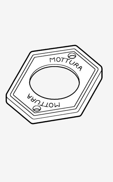 MOTTURA -  Bocchetta SERIE 95 rettangolare per cilindro a pompa - mat. ALLUMINIO - col. NICHELATO - dimensioni 52 X 64 - note Ø 30