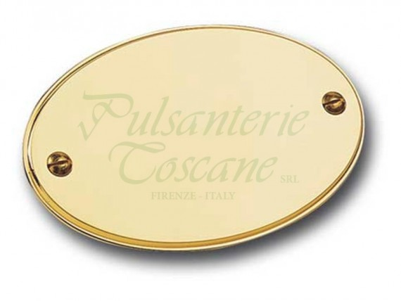 PULSANTERIE TOSCANE  -  Targa ART. 7110 ovale per incisione - mat. OTTONE - col. OTTONE LUCIDO - note FRESATA - dimensioni 155X95