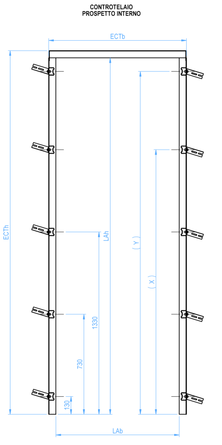 BAUXT -  Falso Telaio STANDARD per porta blindata - l. passaggio 775 - h. passaggio 2087 - a mm 800 - c x h1 2100