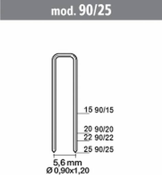 Punti Metallici MOD 90 per cucitrice - dimensioni 5,6 X 25 - info 90 PUNTI 25 MM