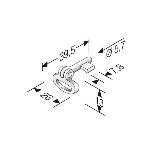 BONAITI -  Chiave snodata per serratura foro patent - mat. ACCIAIO - col. CROMATO LUCIDO - note PER SERR. ART 602