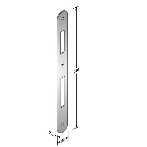 BONAITI -  Incontro B-EVO bordo tondo per patent - mat. ACCIAIO - col. FERRO OTTONATO - dimensioni 22 X 240