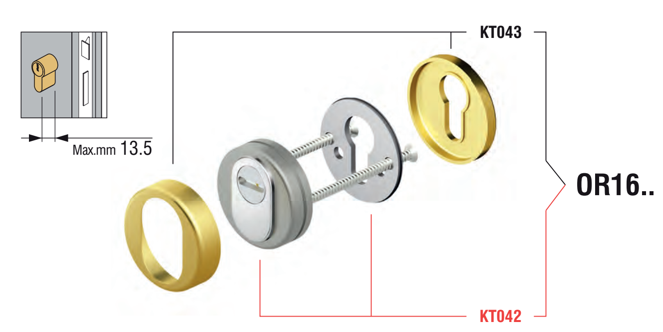 Defender LONG GUARD T tondo con borchia interna - mat. INOX - col. CROMO SATINATO - dimensioni Ø 51