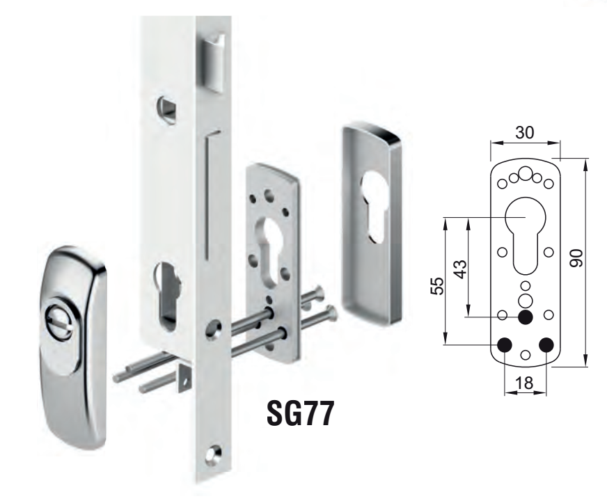 Defender LONG GUARD R rettangolare con borchia interna - mat. INOX - col. CROMO SATINATO