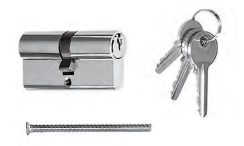 NINZ -  Cilindro NINZ per porta tagliafuco con chiave e chiave - col. INOX - lunghezza 80 - misura 35-10 -35