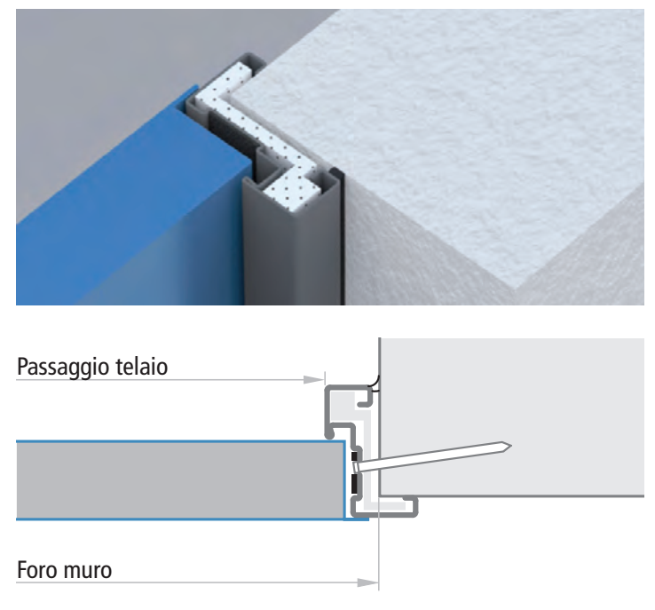 NINZ -  Telaio Porta PROGET isolato per taglia fuoco fissaggio a tasselli - col. BIANCO RAL 9010