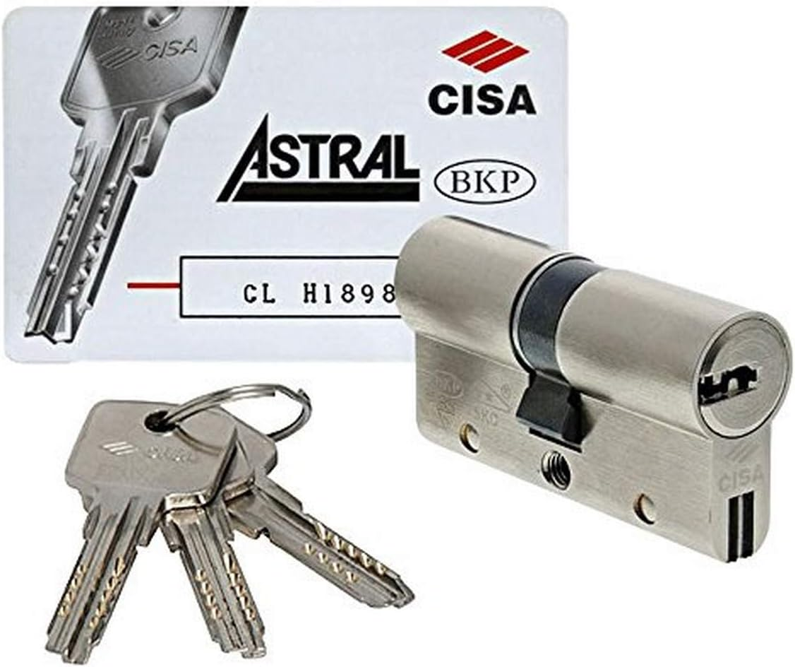 Cilindro ASTRAL-S frizionato anti bamping con chiave e chiave - col. OTTONE SMERIGLIATO - lunghezza 80 - misura 35-10-35