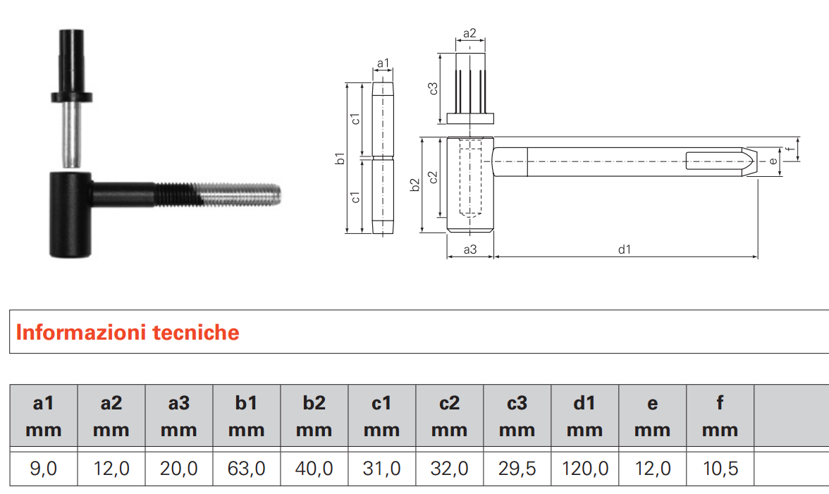 SFS INTEC -  Cardine ART 175 ad avvitare per persiane e scuri con boccola, tappo e spina - col. NERO RAL9005 - ø - diametro 12 - a mm PERNO  10/12X30