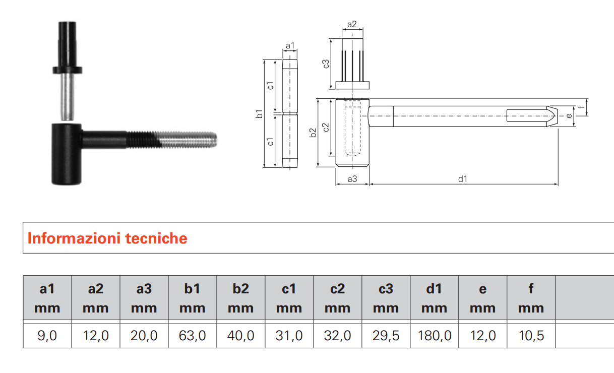 SFS INTEC -  Cardine ART 175 ad avvitare per persiane e scuri con boccola, tappo e spina - col. NERO RAL9005 - ø - diametro 12 - a mm PERNO  10/12X30