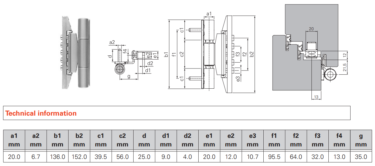 SFS INTEC -  Cerniera DYNAMIC 3D 20 regolabile per cava euro - col. BIANCO - ø - diametro 20 - portata (kg) 160 - reg. alt. +/-4 - reg. pro. +/-1 - reg. lat. +/-2