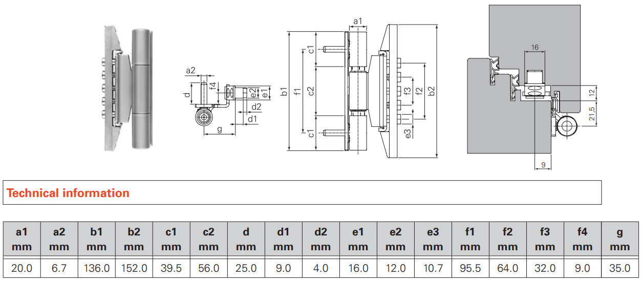 SFS INTEC -  Cerniera DYNAMIC 3D 20 regolabile per cava euro - col. BIANCO - ø - diametro 20 - portata (kg) 160 - reg. alt. +/-4 - reg. pro. +/-1 - reg. lat. +/-2