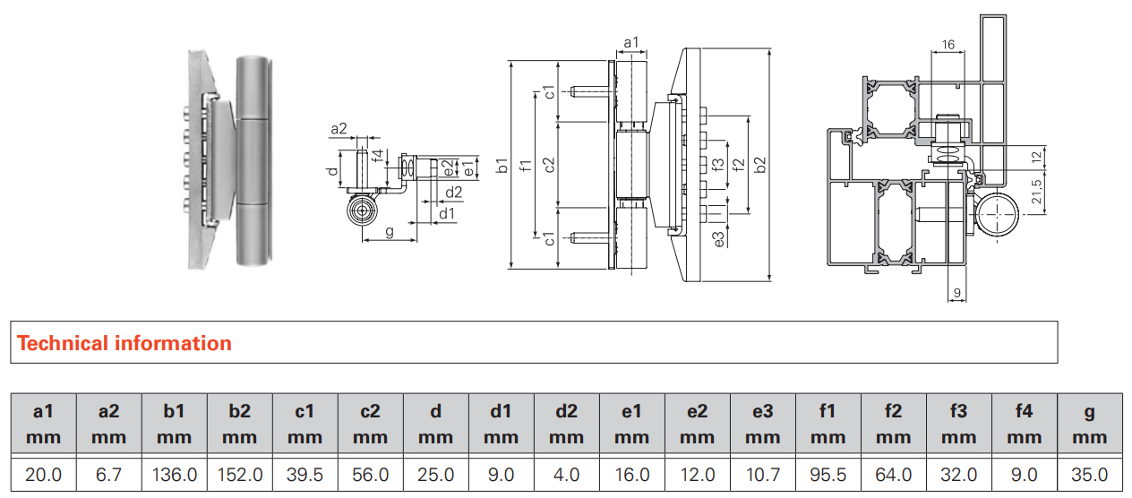 SFS INTEC -  Cerniera DYNAMIC 3D 20 regolabile per cava euro - col. MARRONE RAL 8003 - ø - diametro 20 - portata (kg) 160 - reg. alt. +/-4 - reg. pro. +/-1 - reg. lat. +/-2
