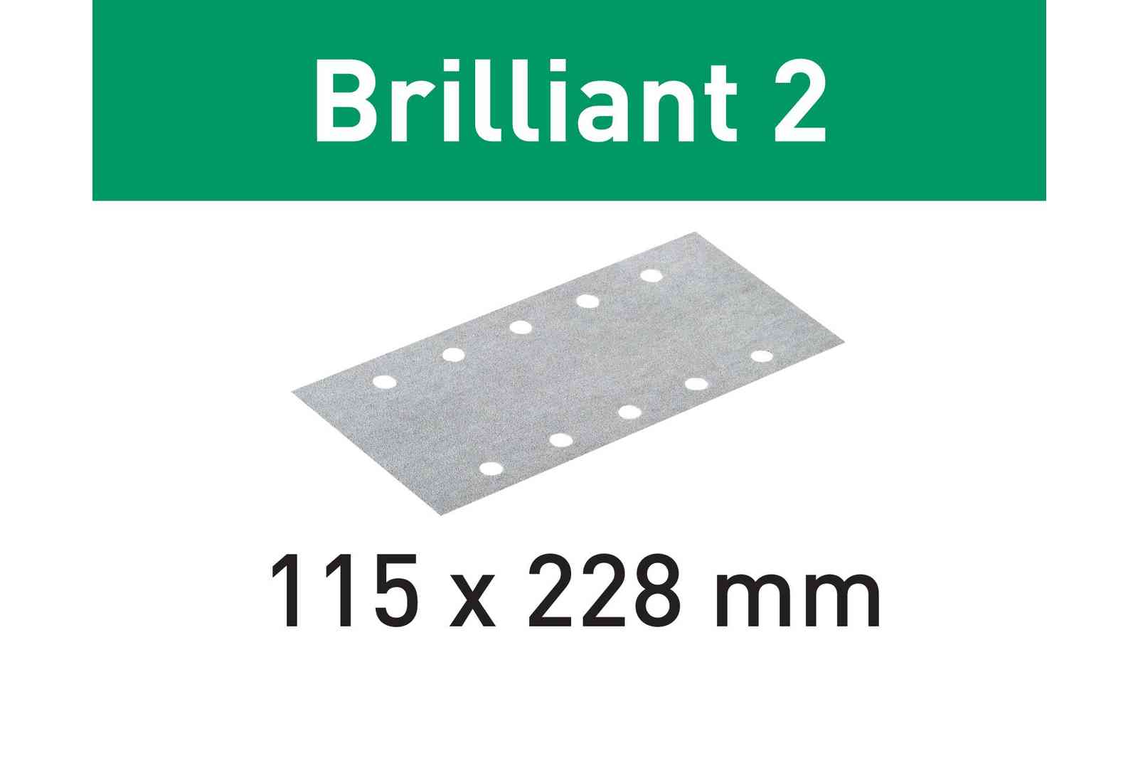 FESTOOL -  Abrasivo BRILLIANT 2 disco carta uso automatico per levigatura legno - metallo - resine - dimensioni 115X228 - grana 220 - formato 10 FORI - note RS1