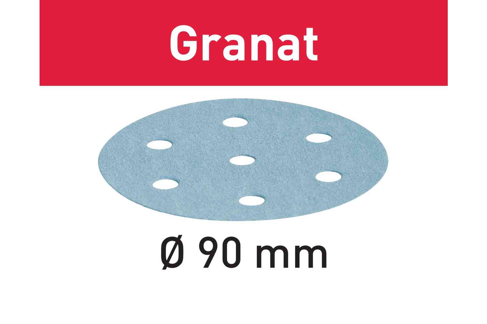 FESTOOL -  Abrasivo GRANAT disco carta uso automatico per levigatura vernici e resine - dimensioni Ø 90 - grana 80 - formato 6 FORI + 1 - note PER RO 90 DX