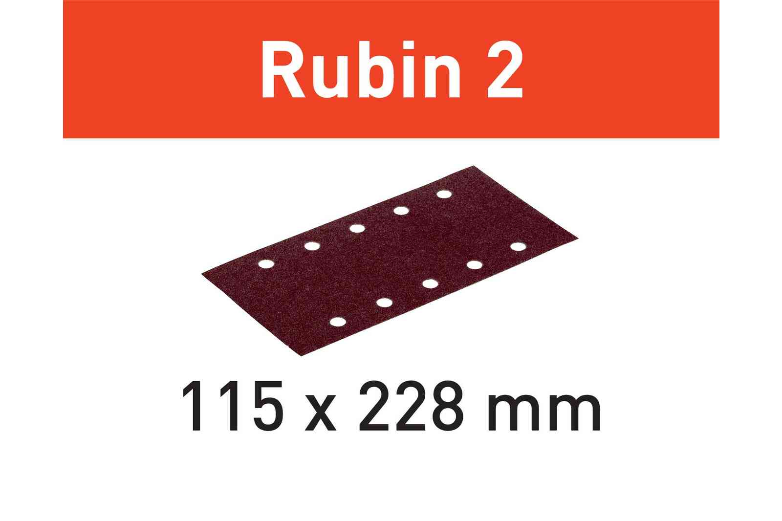 FESTOOL -  Abrasivo RUBIN 2 disco carta uso automatico per levigatura legno - metallo - resine - dimensioni 115X228 - grana 60 - formato 10 FORI - note PER RS 200, RS 2, RS 100, RS 100 C, RS 1, RS 1 C, HSK 115 X 226