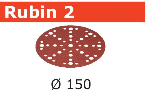 FESTOOL -  Abrasivo RUBIN 2 disco carta uso automatico per levigatura legno - metallo - resine - dimensioni Ø 150 - grana 120 - formato 16 FORI + 1 - note RUBIN MJ