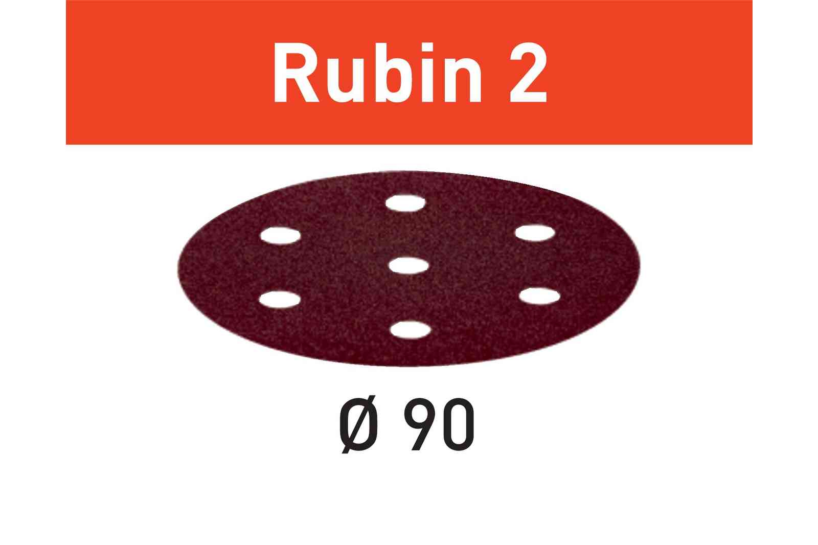 FESTOOL -  Abrasivo RUBIN 2 disco carta uso automatico per levigatura legno - metallo - resine - dimensioni Ø 90 - grana 80 - formato 6 FORI + 1 - note PER RO 90 DX