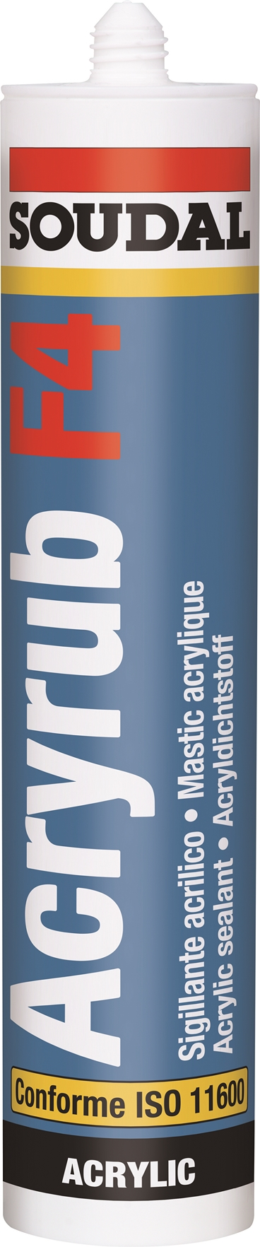 SOUDAL -  Sigillante ACRYRUB F4 plastoelastico monocomponente acrilico verniciabile per alte dilatazioni - col. BIANCO - q.ta 600 ML