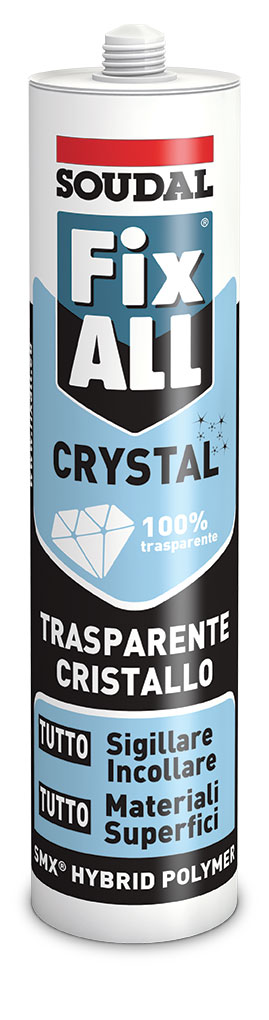 SOUDAL -  Sigillante FIX ALL CRYSTAL adesivo ms polymer incollaggio e sigillatura - col. CRYSTAL - q.ta 290 ML