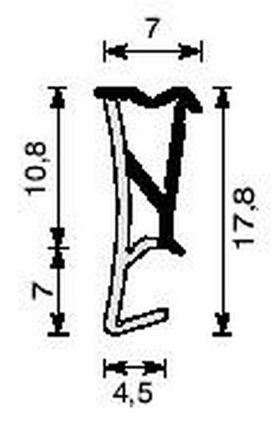 ROVERPLASTIK -  Guarnizione SERIE AC per serramenti coestrusa all'aqua con schiena rigida - mat. TPE - col. BIANCO - a: aria 4 - b: battuta 11 - note A194 AC - G09 AC