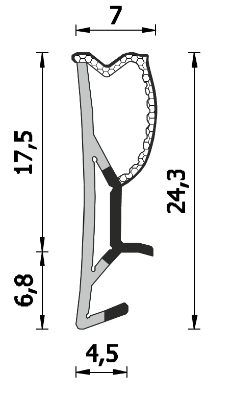 ROVERPLASTIK -  Guarnizione SERIE STP10 per finestre coestrusa espansa all'acqua - mat. TPE ESPANSO MODIFICATO - col. BIANCO - a: aria 4 - b: battuta 18 - note A256 STP - lunghezza BOBINA