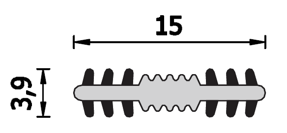 ROVERPLASTIK -  Guarnizione BARRE per porte interne stipiti in verga - col. NERO - a: aria 0 - b: battuta 0 - note A458 - lunghezza 2200