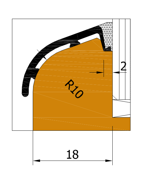 ROVERPLASTIK -  Gocciolatoio PROFILI profilo protezione battente - mat. ALLUMINIO - col. BRONZO MEDIO - note AL215