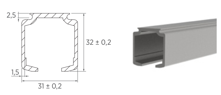 ANTAMATIC SIR -  Binario di scorrimento guida superiore - lunghezza 6000