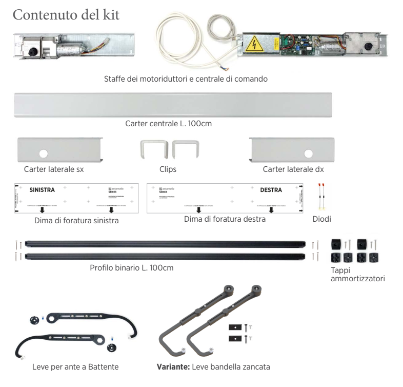 ANTAMATIC SIR - Kit Motore SERIE 3.0 radiocontrollato per anta battente kit per scuro anta doppia - peso max kg 40 - per anta A RIDOSSO