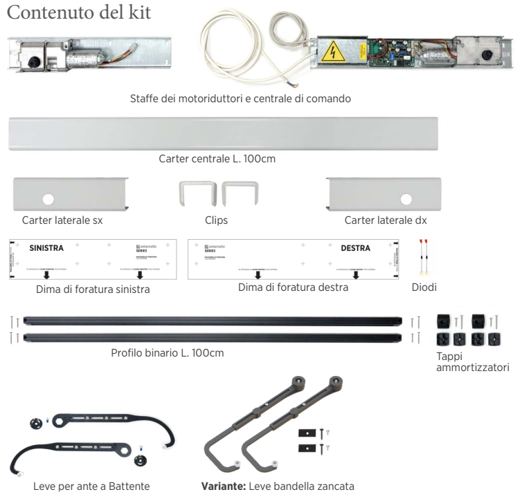 ANTAMATIC SIR - Kit Motore SERIE 3.0 ad incasso per anta battente kit per scuro mono anta sinistra - peso max kg 40 - per anta A RIDOSSO