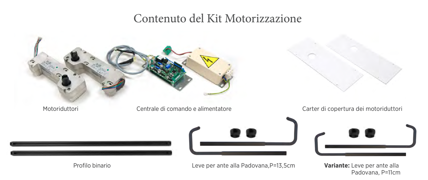 ANTAMATIC SIR - Kit Motore LIGHT 2.1 cablato per anta alla padovana o trevigiana kit per scuro anta doppia - luce min - max 800 - 1500 - profondita' min 135 - peso max kg 30 - per anta DOPPIA