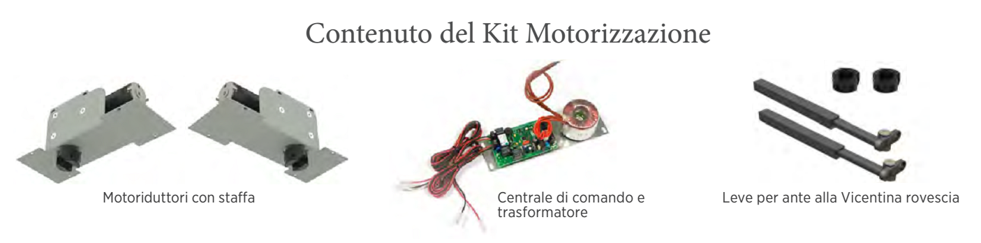 ANTAMATIC SIR - Kit Motore VIENNA cablato per anta alla padovana o trevigiana kit per scuro mono anta destra - luce min - max 380 - 1000 - profondita' min 135 - peso max kg 40 - per anta DX