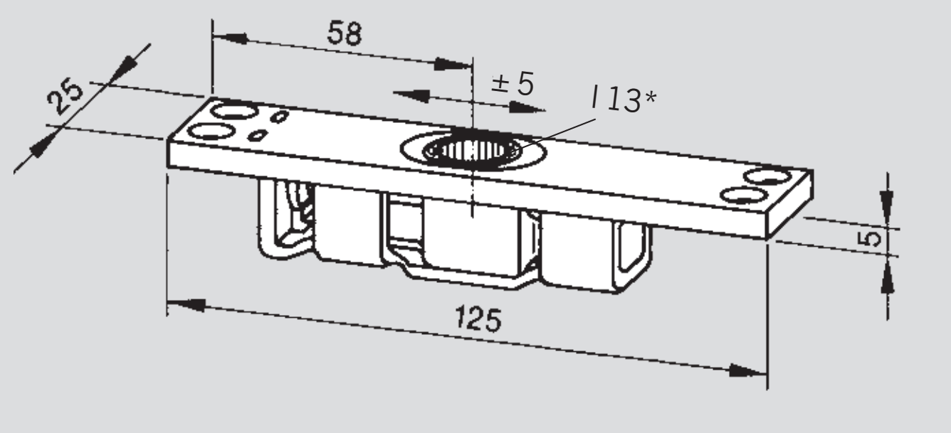 DORMA -  Cardine superiore ambidestro per chiudiporta - col. INOX