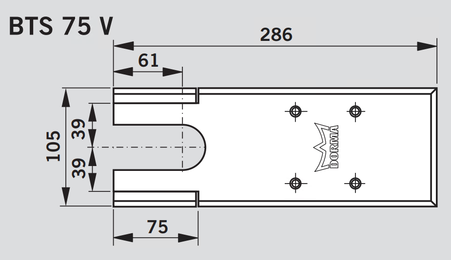 DORMA -  Piastra BTS 75V di copertura per chiudiporta - col. INOX - info BTS 75V