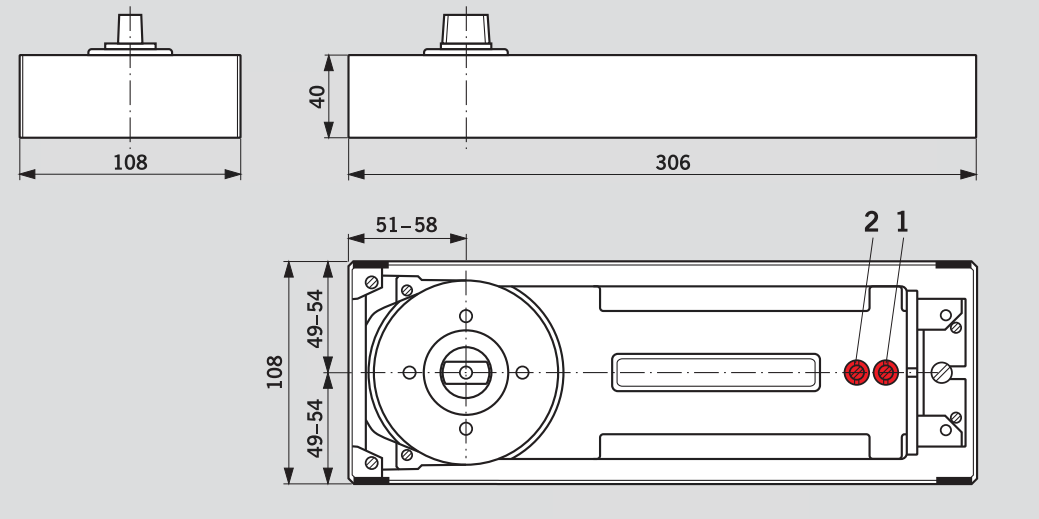 DORMA -  Chiudiporta BTS 84 a pavimento con fermo - col. ARGENTO - l. max. anta 1100 - mano - din DX - SX - peso anta 100 - ACCESSORI NON COMPRESI